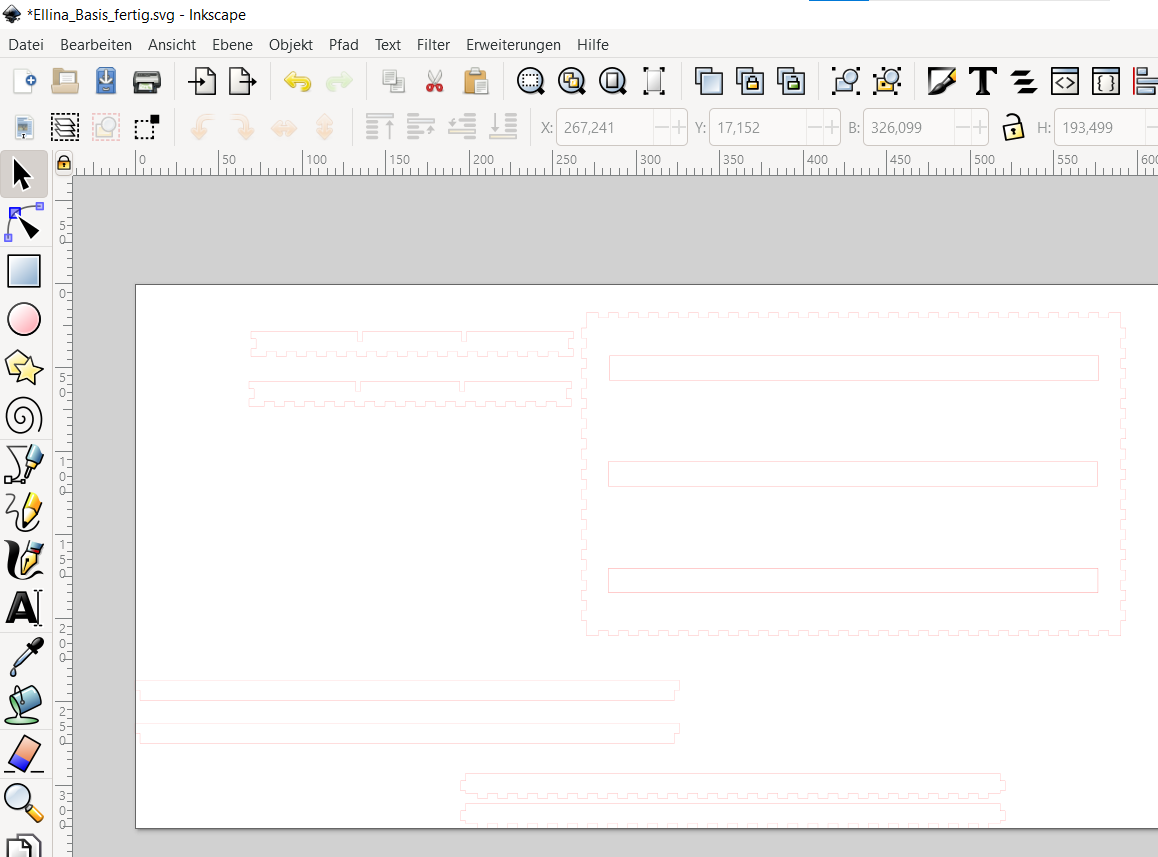 Screenshot der Tafelbox im Programm Inkscape