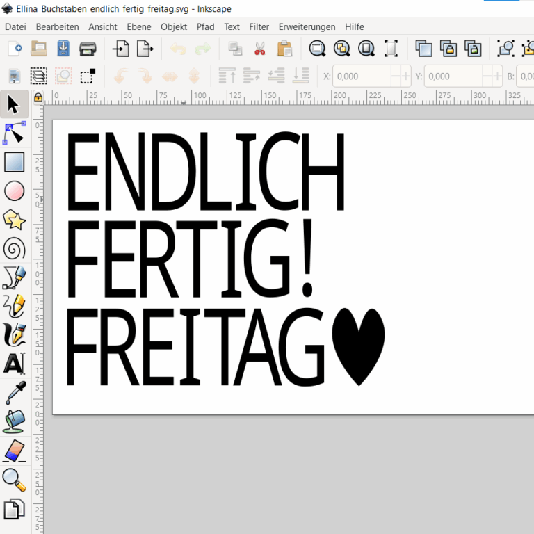 Screenshot von den Buchstaben im Programm Inkscape